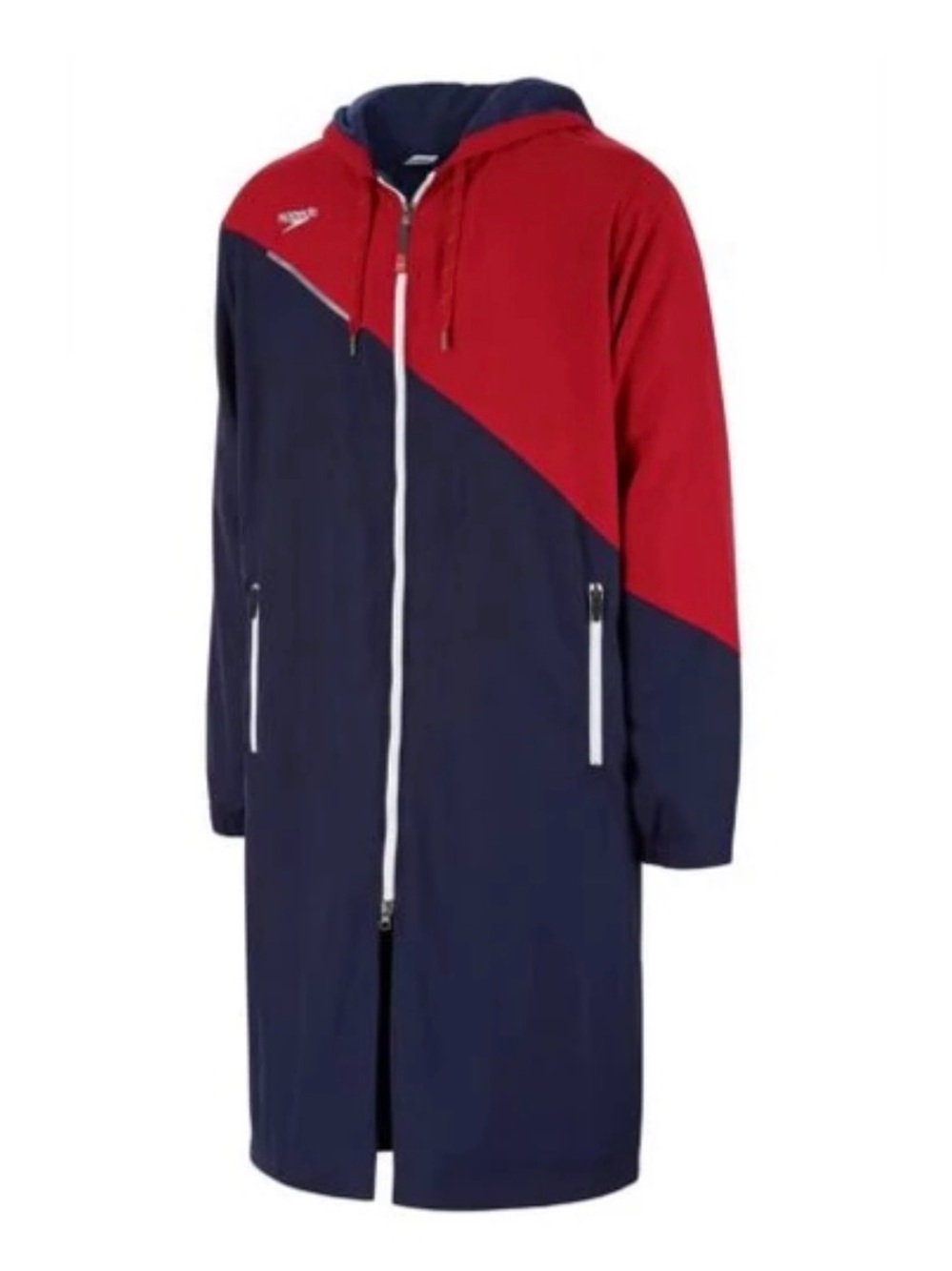 Speedo women’s and men’s s Long Hooded swim parka puffer Coat Red & Navy blue